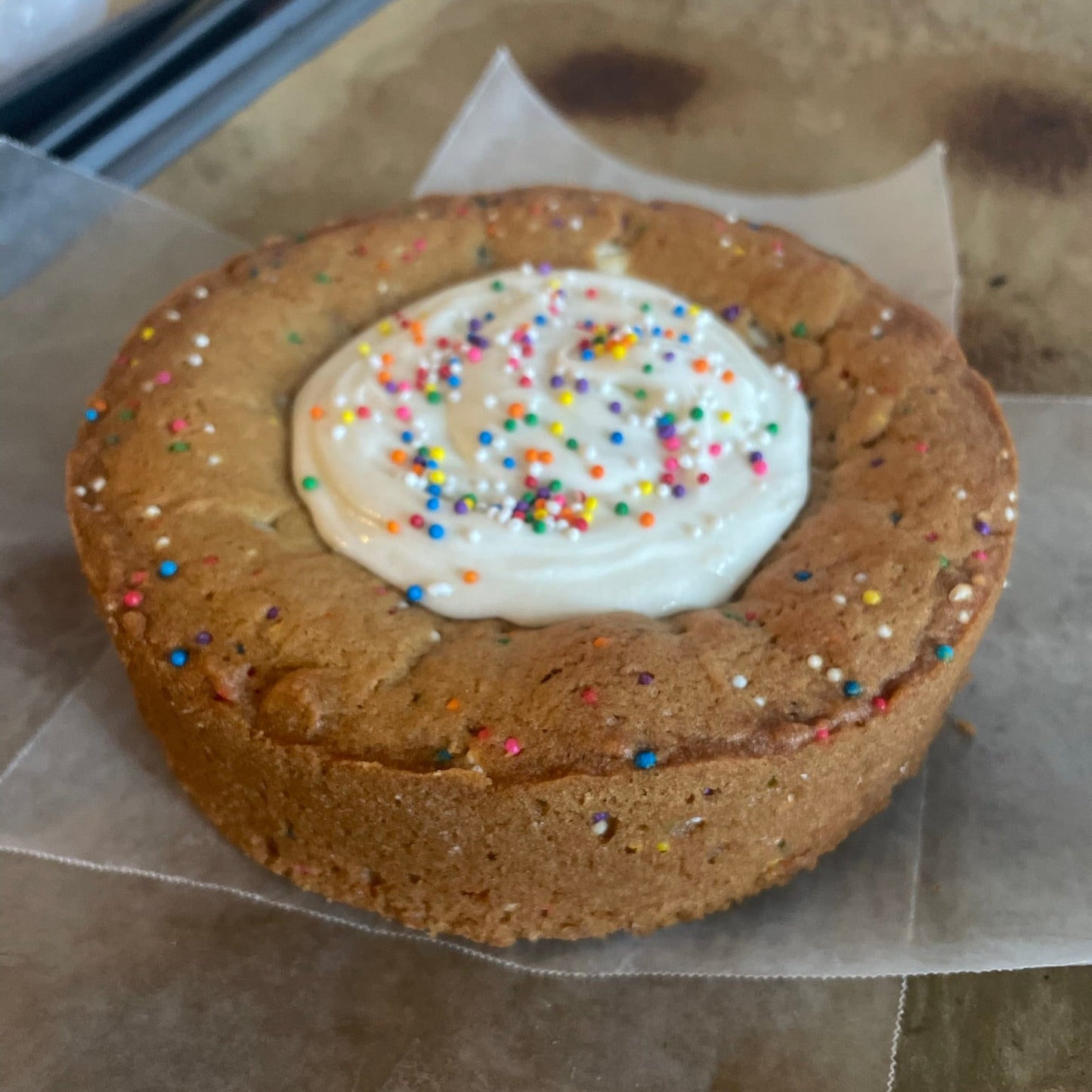 The Birthday Beast from the Bearded Baker in Toronto. OG cookie dough, with sprinkles and white chocolate, filled with a white chocolate butter cream.